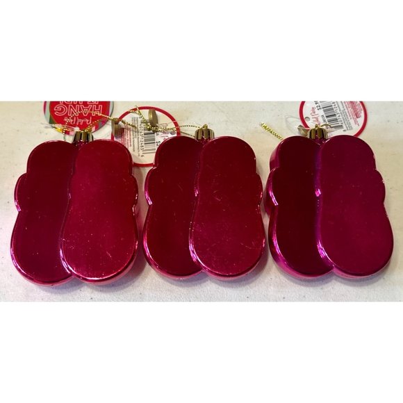 Set of 3 Packed Party Shiny Pink Bunny Slipper Christmas Ornaments (NWT-READ) - Picture 4 of 10